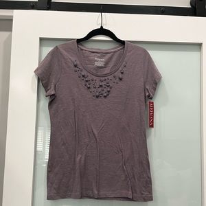 Merona Purple Studded Beaded T-Shirt, Size Small